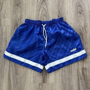 Vintage Mitre Nylon Satin Soccer Shorts Blue Adult Medium Dazzle Training Gym